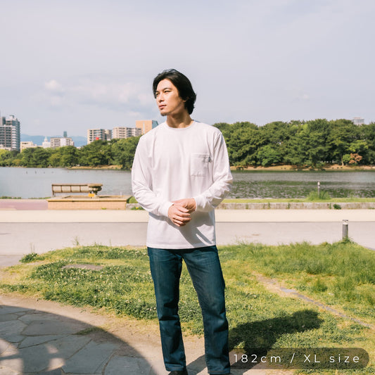 高機能ヘビーウェイトポケットTシャツ【長袖】【WHITE】
