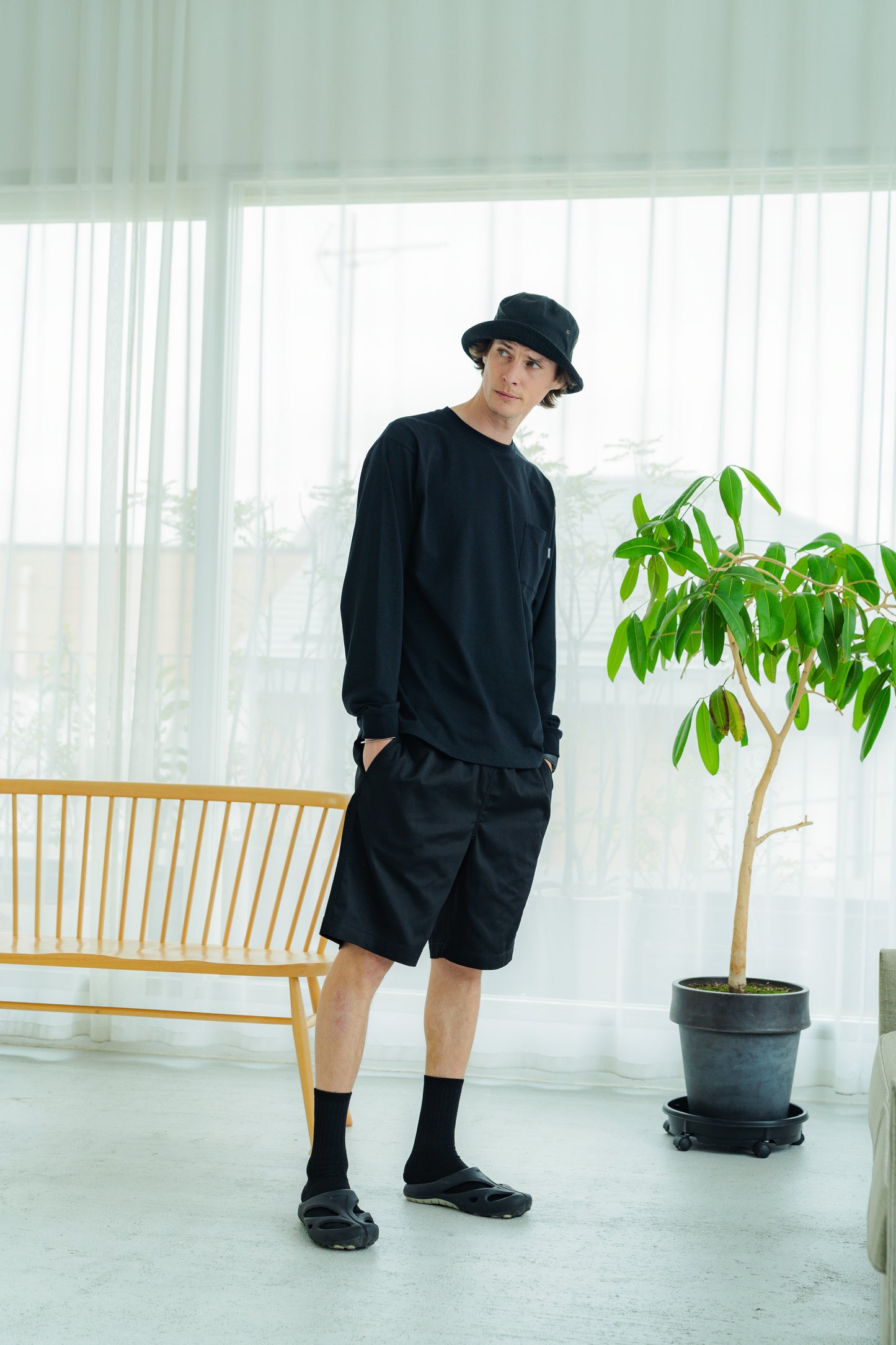 N6 Long sleeve Pocket T-Shirts【BLACK】(N624-002)