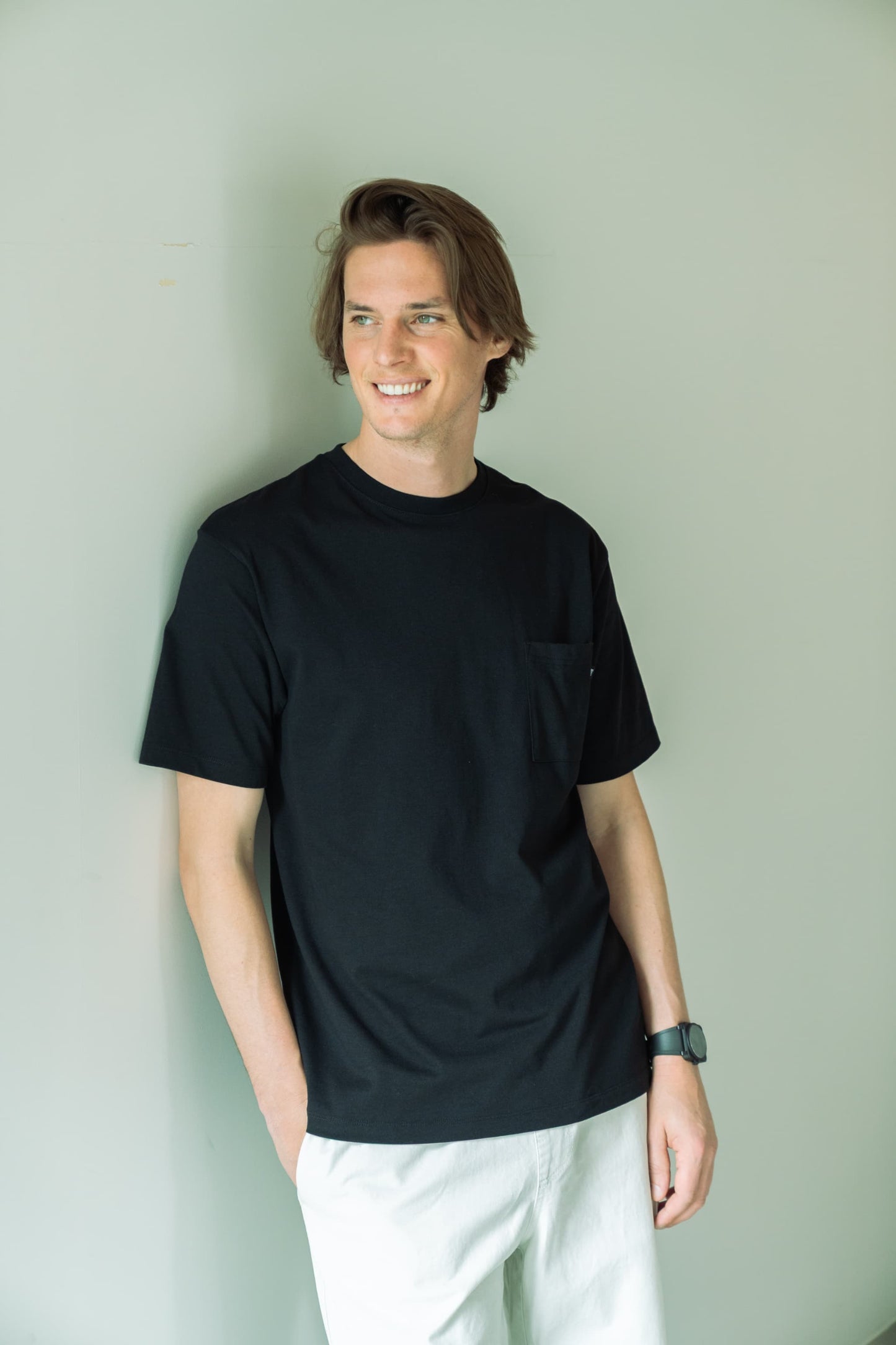 N6 Half sleeve Pocket T-Shirts【BLACK】(N624-001)